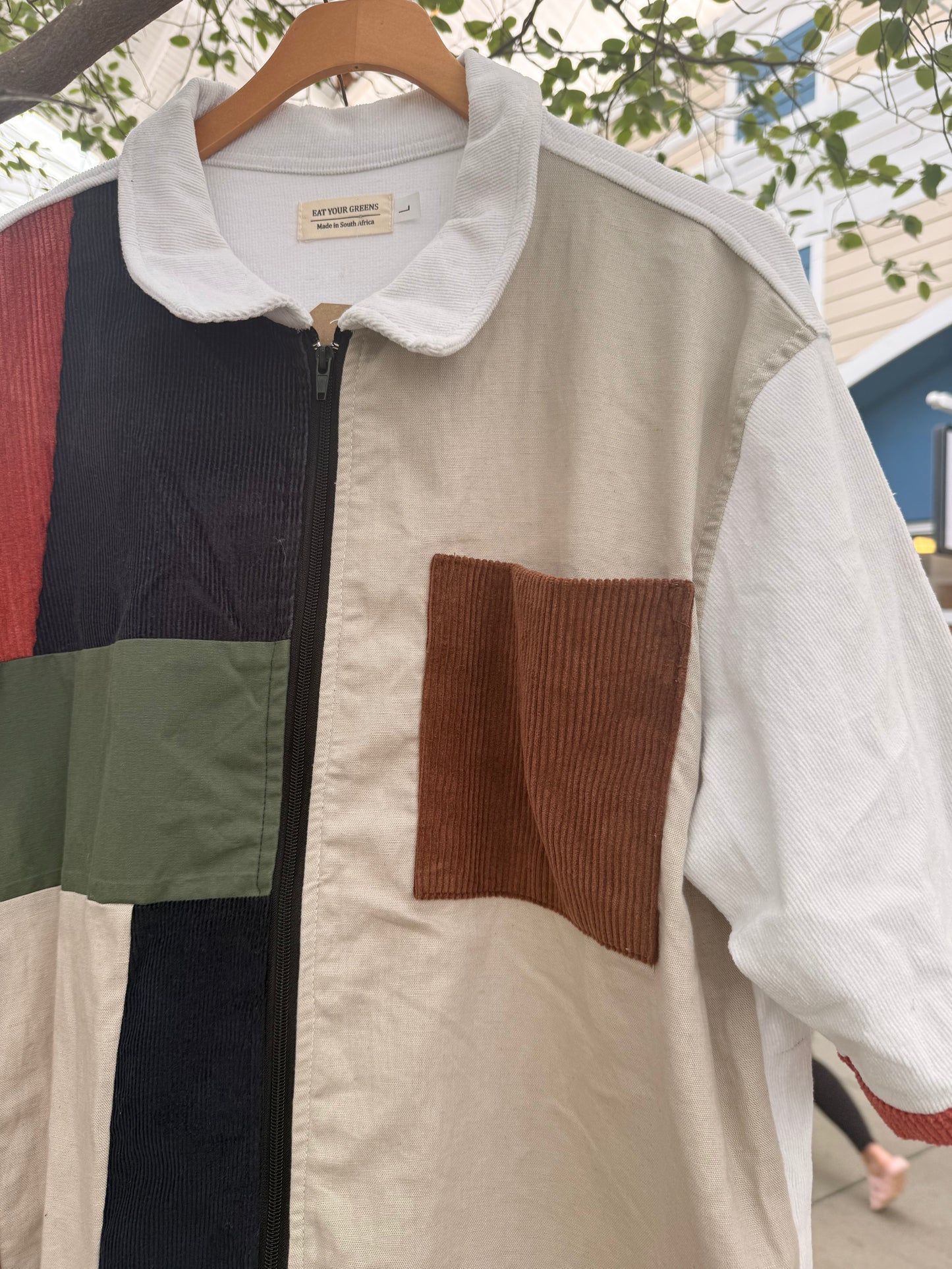 EYG HANDMADE CORD PATCHWORK ZIP UP