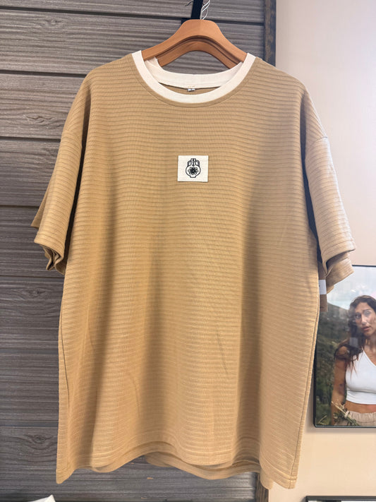 EYG BEIGE RIBBED TEE