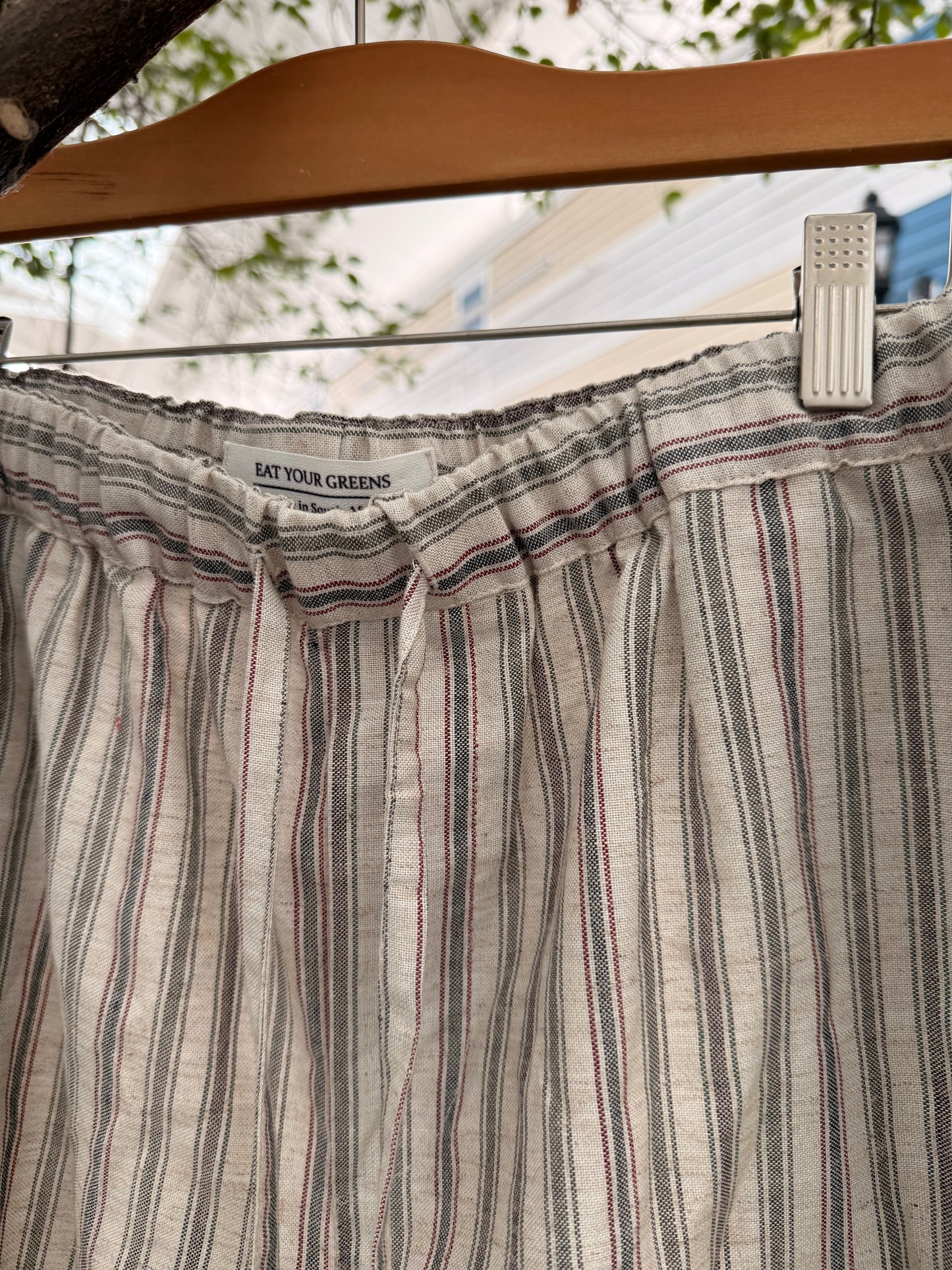 EYG STRIPED LINEN SHORTS