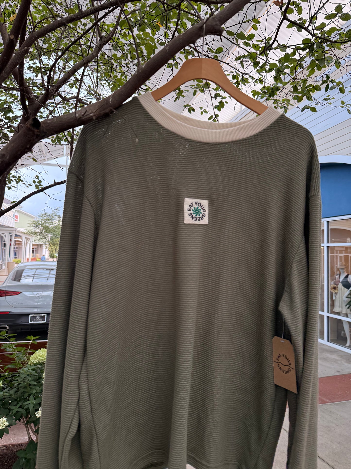 EYG GREEN WAFFLE LONG SLEEVE