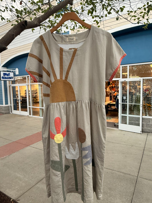 EYG CORD SHORTSLEEVE FLOWER/SUN DRESS