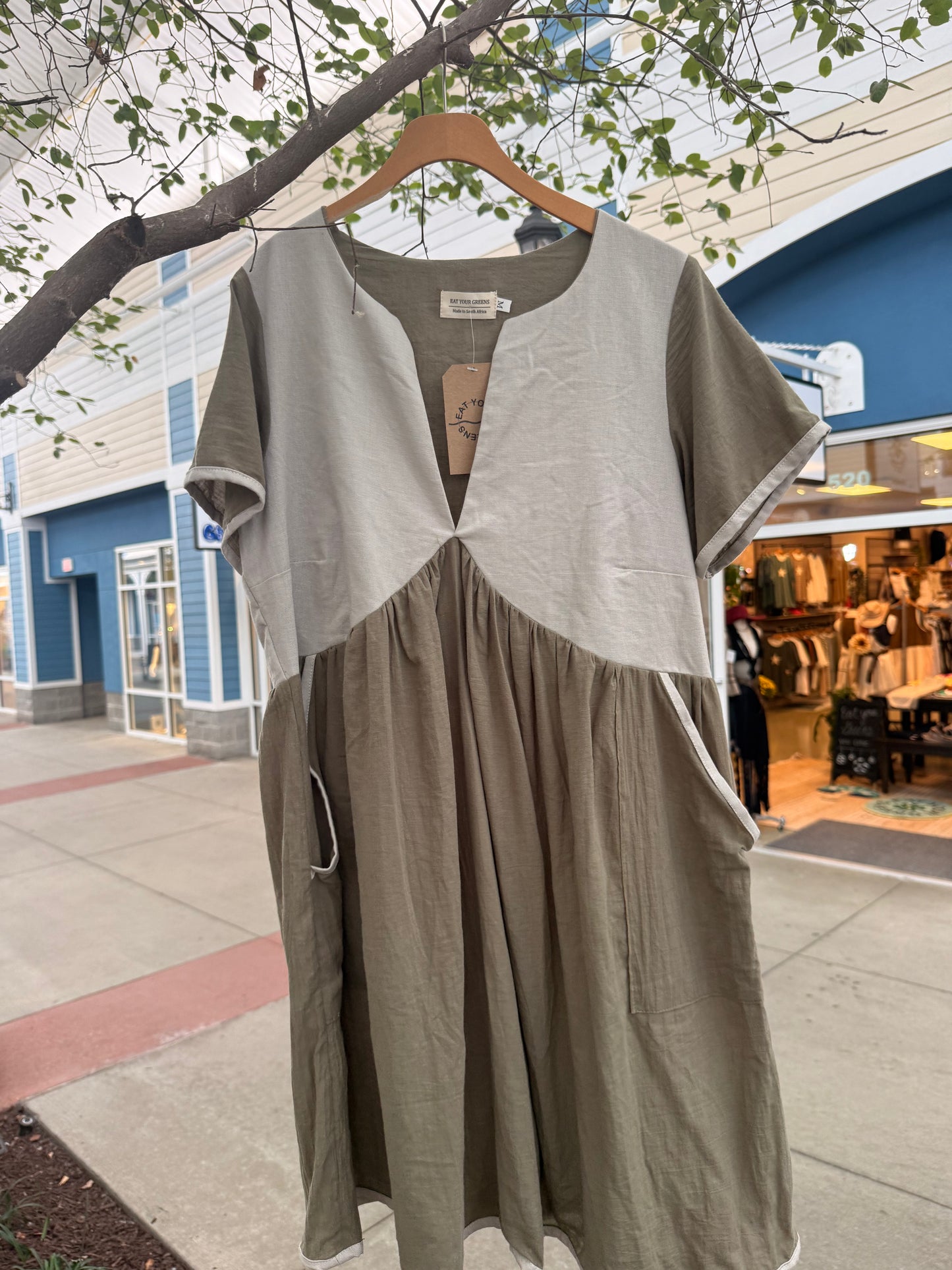 EYG GREEN TWO TONED DRESS