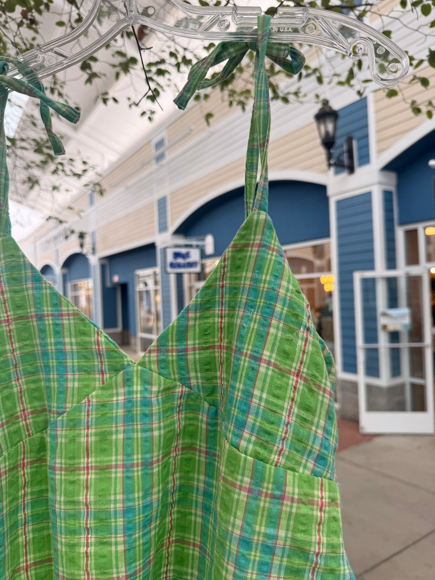 EYG GREEN PINK PLAID TANK