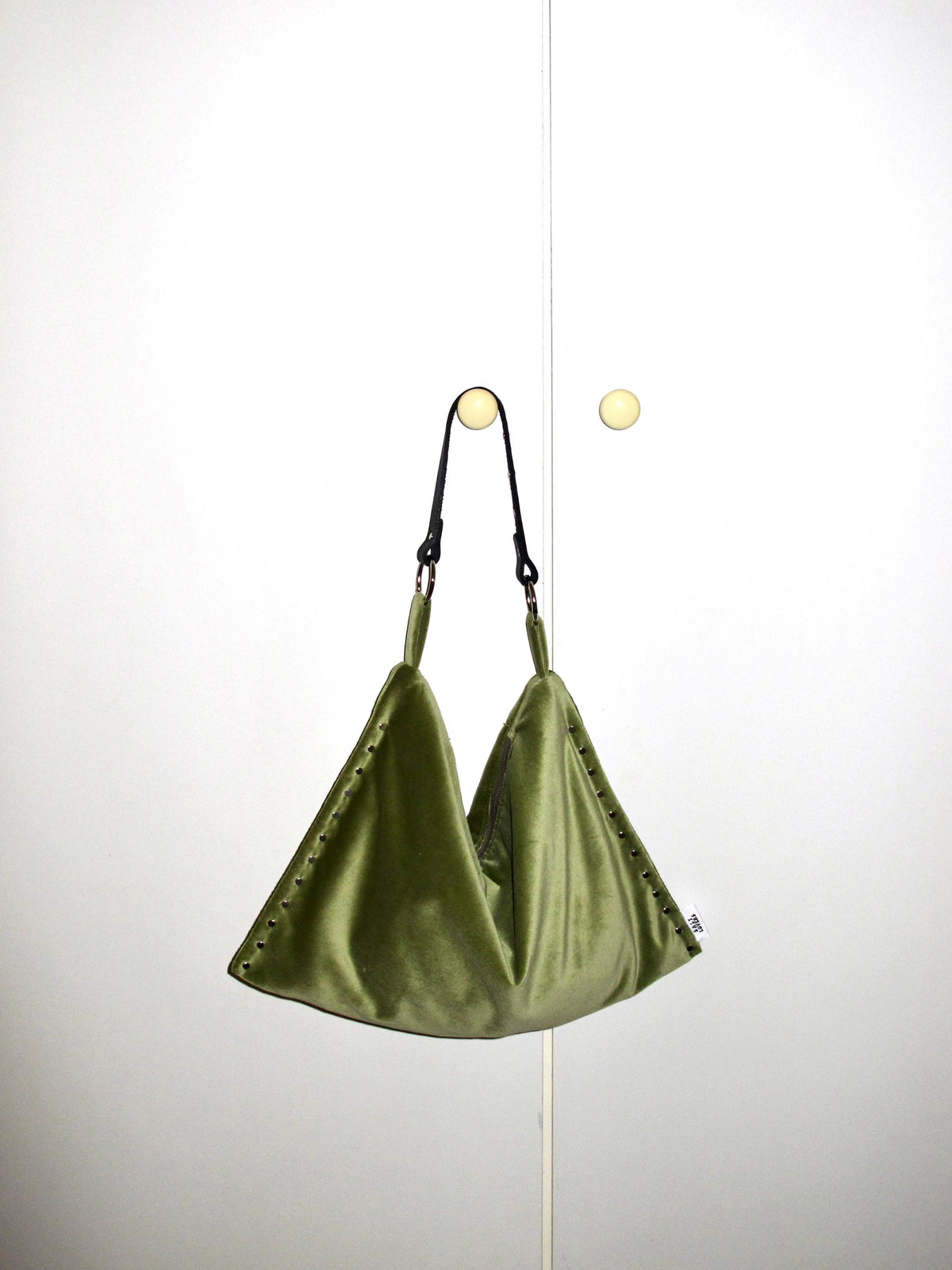 SALTLOVERS GREEN STUDDED LORRAINE SHOULDER BAG